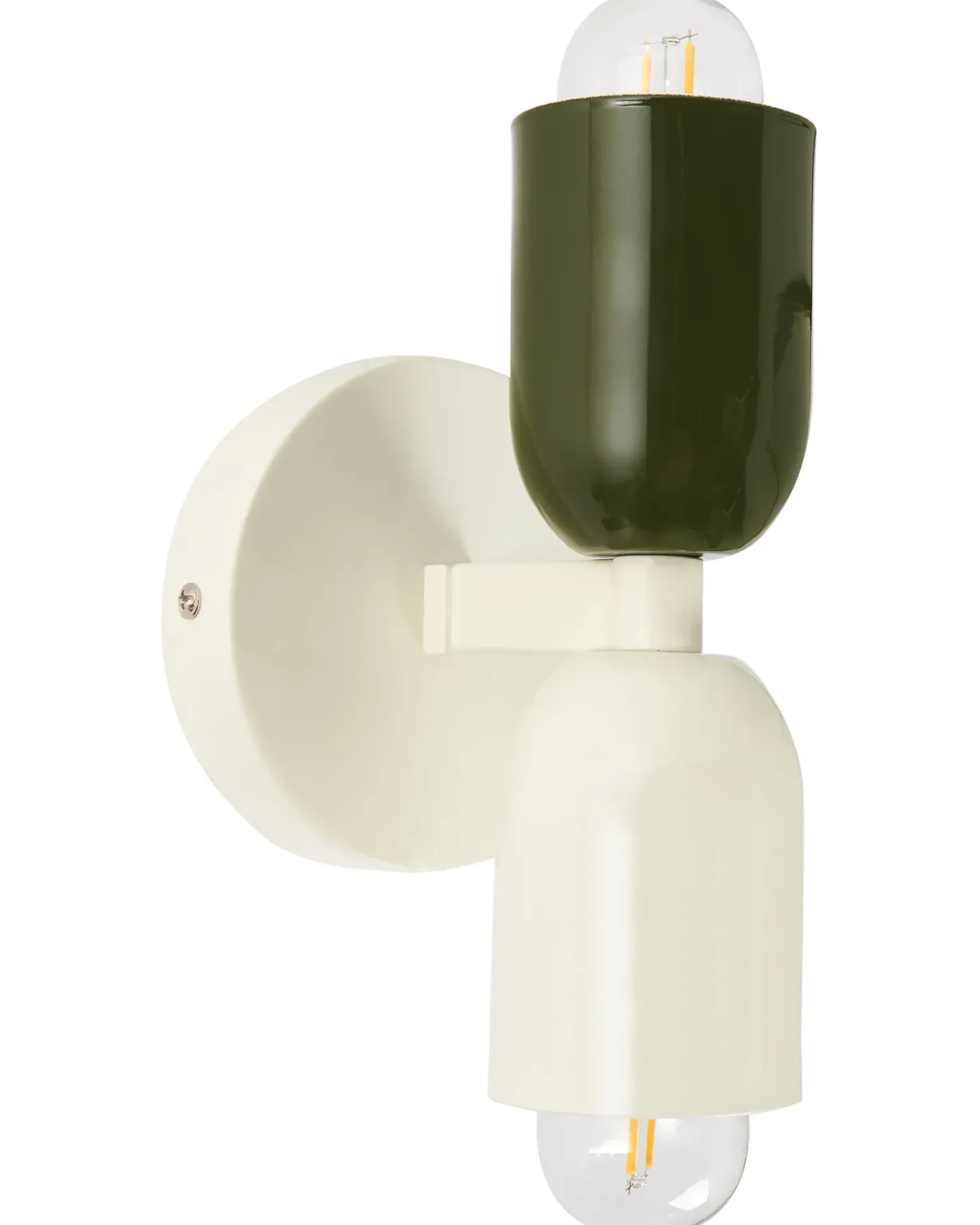 Hot Beliani Set di 2 lampade da parete TOPI Metallo Bianco sporco Bianco Verde