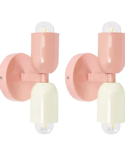 Beliani Set di 2 lampade da parete TOPI Metallo Rosa pastello Bianco Rosa