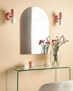 Beliani Set di 2 lampade da parete TOPI Metallo Rosa pastello Bianco Rosa