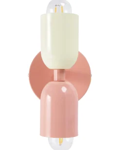 Beliani Set di 2 lampade da parete TOPI Metallo Rosa pastello Bianco Rosa