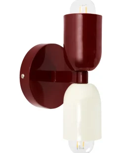 Outlet Beliani Set di 2 lampade da parete TOPI Metallo Rosso Bianco Rosso