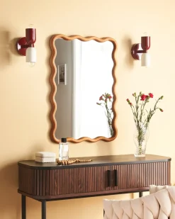 Outlet Beliani Set di 2 lampade da parete TOPI Metallo Rosso Bianco Rosso