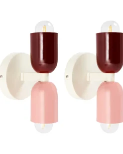 New Beliani Set di 2 lampade da parete TOPI Metallo Multicolore Bianco Rosa Rosso Multicolore