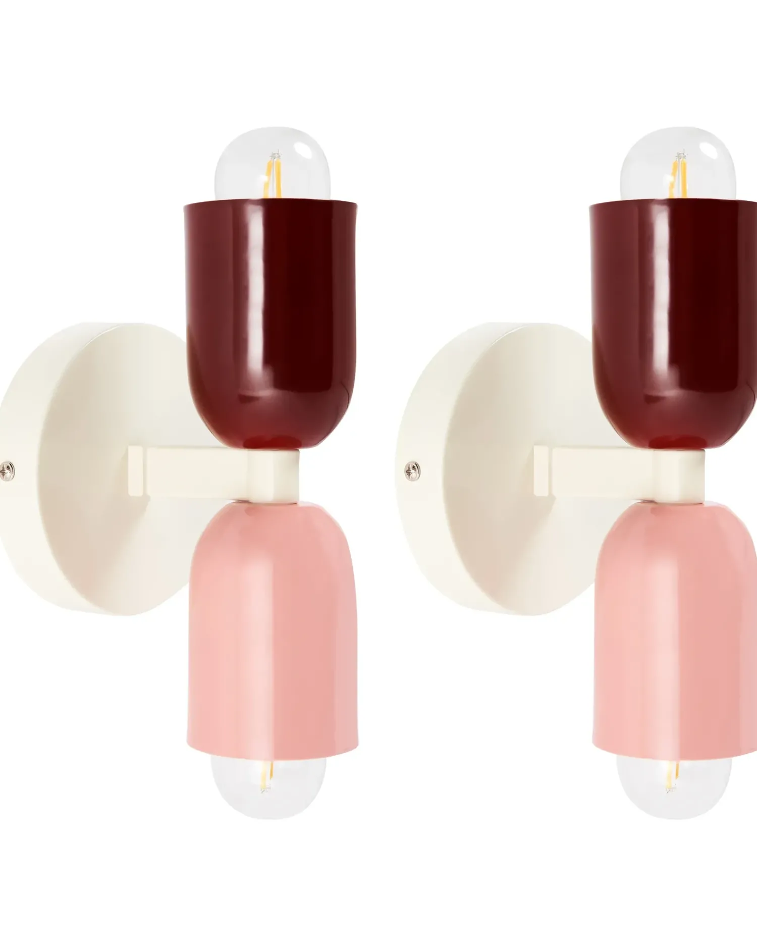 New Beliani Set di 2 lampade da parete TOPI Metallo Multicolore Bianco Rosa Rosso Multicolore