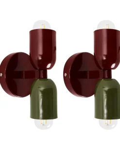 Sale Beliani Set di 2 lampade da parete TOPI Metallo Rosso/Verde Rosso Verde