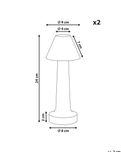 Hot Beliani Set di 2 lampade da tavolo a LED senza fili JOANES con dimmer Metallo Oro