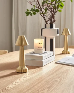 Hot Beliani Set di 2 lampade da tavolo a LED senza fili JOANES con dimmer Metallo Oro
