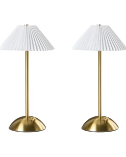Outlet Beliani Set di 2 lampade da tavolo a LED senza fili RUBA con dimmer Metallo Oro Bianco Oro