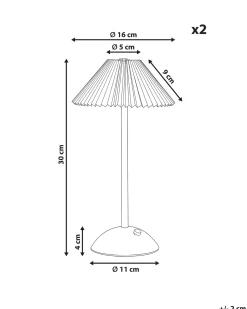 Outlet Beliani Set di 2 lampade da tavolo a LED senza fili RUBA con dimmer Metallo Oro Bianco Oro