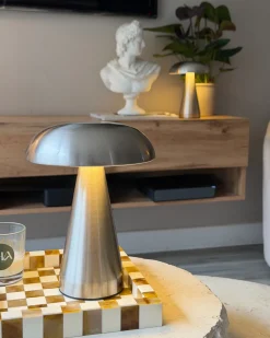 Online Beliani Set di 2 lampade da tavolo a LED senza fili KULFO con dimmer Metallo Argento