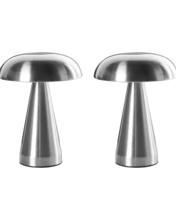 Online Beliani Set di 2 lampade da tavolo a LED senza fili KULFO con dimmer Metallo Argento