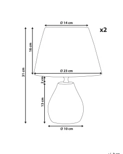 Outlet Beliani Set di 2 lampade da tavolo ARWADITO Ceramica Bianco sporco Bianco Marrone