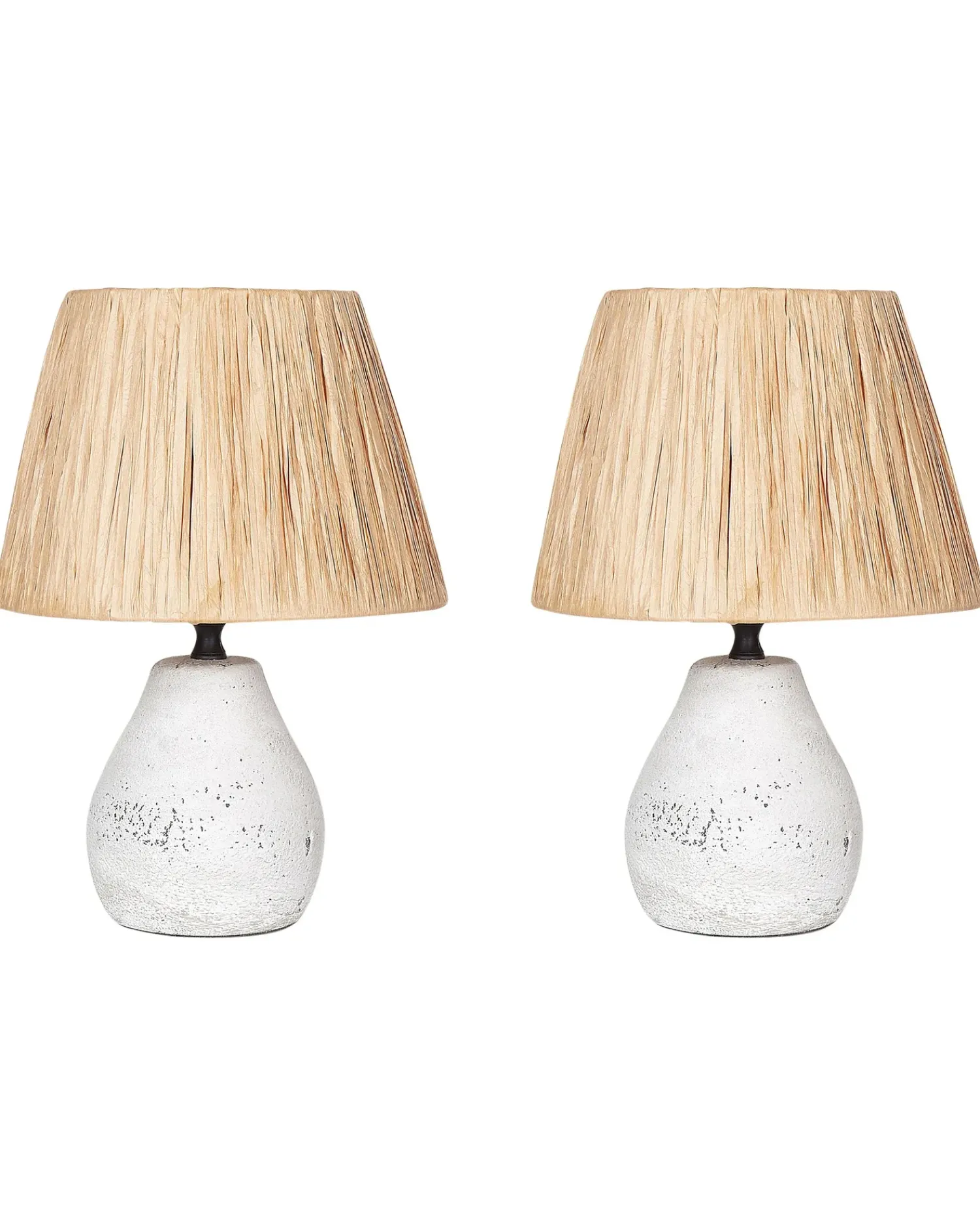 Outlet Beliani Set di 2 lampade da tavolo ARWADITO Ceramica Bianco sporco Bianco Marrone