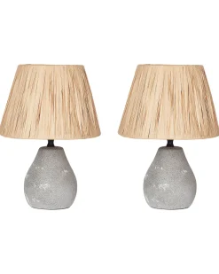 Discount Beliani Set di 2 lampade da tavolo ARWADITO Ceramica Grigio Marrone Grigio