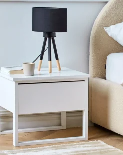 Beliani Set di 2 lampade da tavolo TOBOL Legno di frassino Nero Marrone Nero