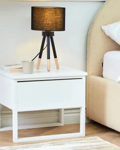 Beliani Set di 2 lampade da tavolo TOBOL Legno di frassino Nero Marrone Nero