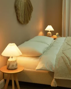 Outlet Beliani Set di 2 lampade da tavolo ZEYI Ceramica Bianco Bianco Grigio