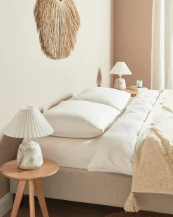 Outlet Beliani Set di 2 lampade da tavolo ZEYI Ceramica Bianco Bianco Grigio