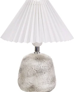 Outlet Beliani Set di 2 lampade da tavolo ZEYI Ceramica Bianco Bianco Grigio