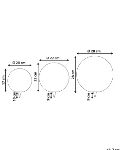 New Beliani Set di 3 lampade solari a sfera LED per esterni LOBAINA con telecomando Bianco