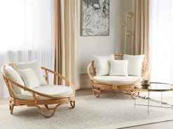 Clearance Beliani Set di lettini da giardino ROSSANO Rattan Naturale Beige Naturale