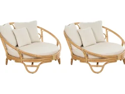 Clearance Beliani Set di lettini da giardino ROSSANO Rattan Naturale Beige Naturale