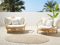 Clearance Beliani Set di lettini da giardino ROSSANO Rattan Naturale Beige Naturale