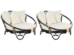 Online Beliani Set di lettini da giardino ROSSANO Rattan Nero Beige Nero