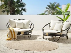 Online Beliani Set di lettini da giardino ROSSANO Rattan Nero Beige Nero