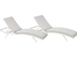 Online Beliani Set di 2 Lettini Prendisole con Cuscini AMELIA Metallo Grigio chiaro Bianco Grigio