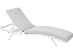 Online Beliani Set di 2 Lettini Prendisole con Cuscini AMELIA Metallo Grigio chiaro Bianco Grigio