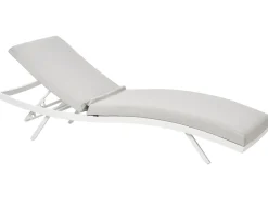 Online Beliani Set di 2 Lettini Prendisole con Cuscini AMELIA Metallo Grigio chiaro Bianco Grigio