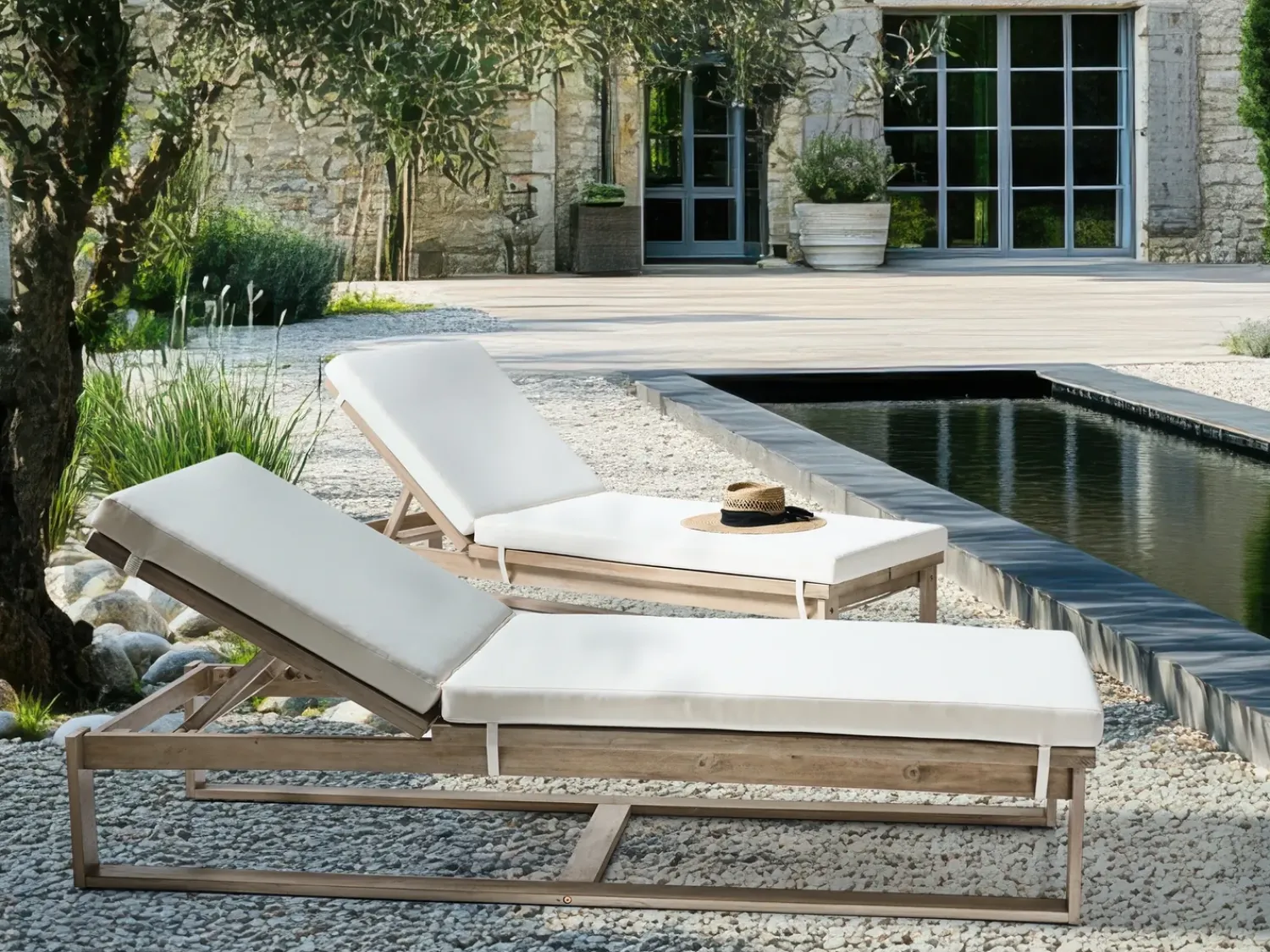 Online Beliani AZZANELLO Legno d'acacia Bianco sporco Bianco Marrone