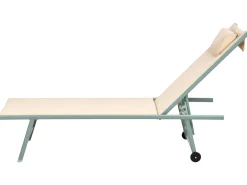 Hot Beliani Set di 2 Lettini Prendisole SORONI Metallo Beige Beige Verde