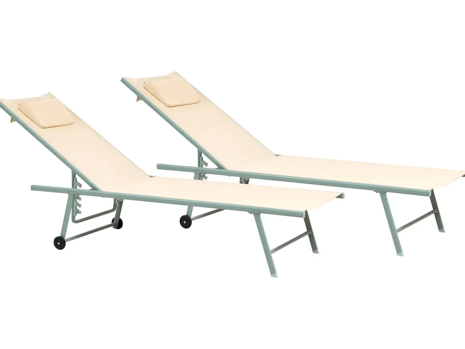 Hot Beliani Set di 2 Lettini Prendisole SORONI Metallo Beige Beige Verde