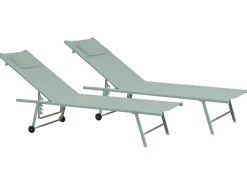 Best Beliani Set di 2 Lettini Prendisole SORONI Metallo chiaro Verde