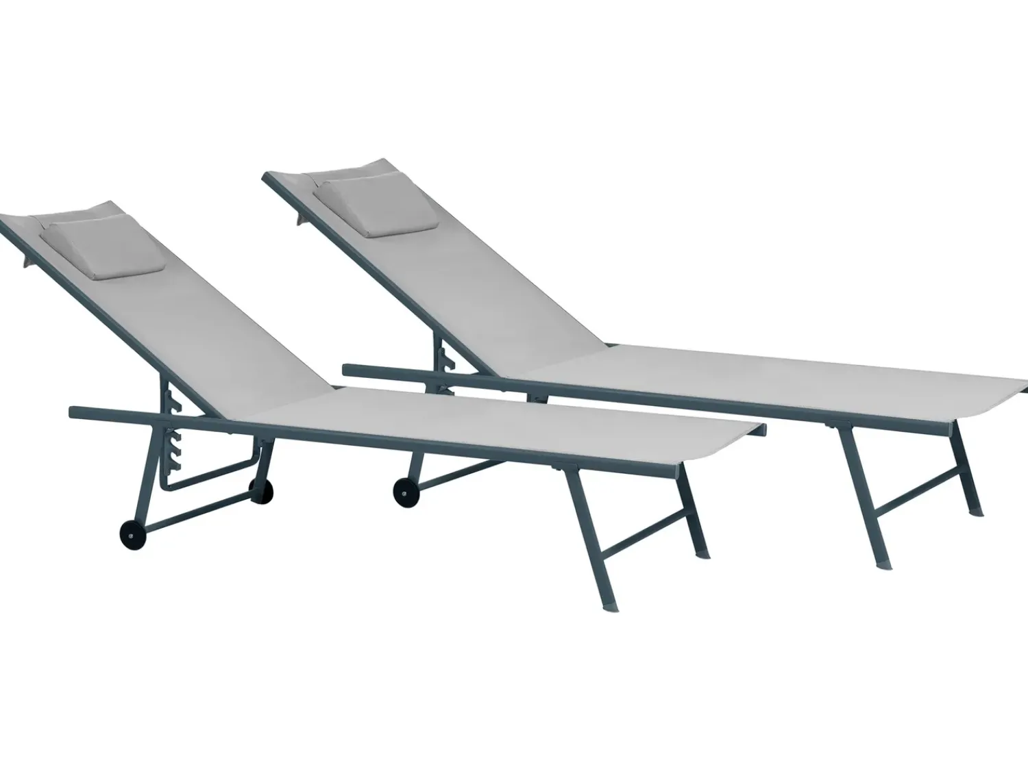 New Beliani Set di 2 Lettini Prendisole SORONI Metallo chiaro Grigio