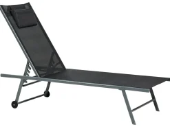 Beliani Set di 2 Lettini Prendisole SORONI Metallo Nero Grigio Nero