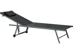 Beliani Set di 2 Lettini Prendisole SORONI Metallo Nero Grigio Nero