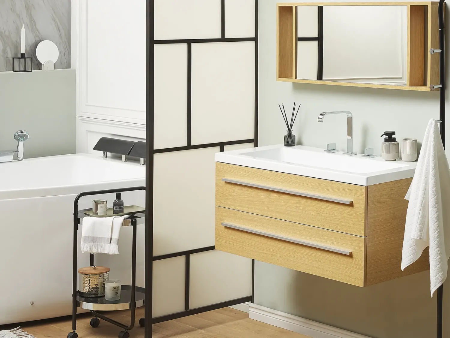 Sale Beliani Set di mobili da bagno ALMERIA Beige Argento Bianco Beige