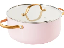 Clearance Beliani Set di 7 padelle ELITE PRO Rosa pastello Bianco Oro Rosa