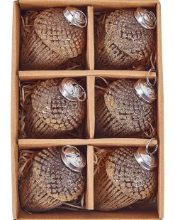 Best Beliani Set di 6 palline decorative AMBRE Vetro Oro Argento Oro