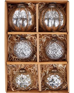 Online Beliani Set di 6 palline decorative ARGENTIN Vetro Argento