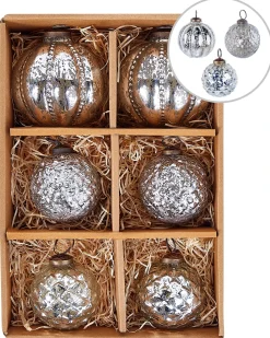 Online Beliani Set di 6 palline decorative ARGENTIN Vetro Argento