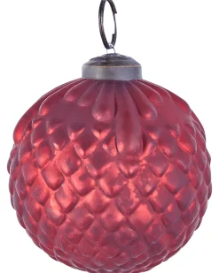 Beliani Set di 6 palline decorative ARGENTIN Vetro Rosso