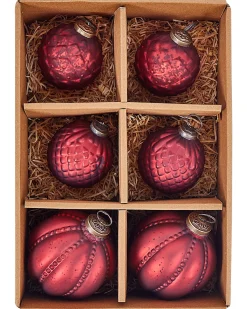 Beliani Set di 6 palline decorative ARGENTIN Vetro Rosso