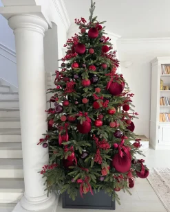 Beliani Set di 6 palline decorative ARGENTIN Vetro Rosso
