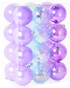 Best Beliani Set di 24 palline decorative ASNEN Viola Viola Argento