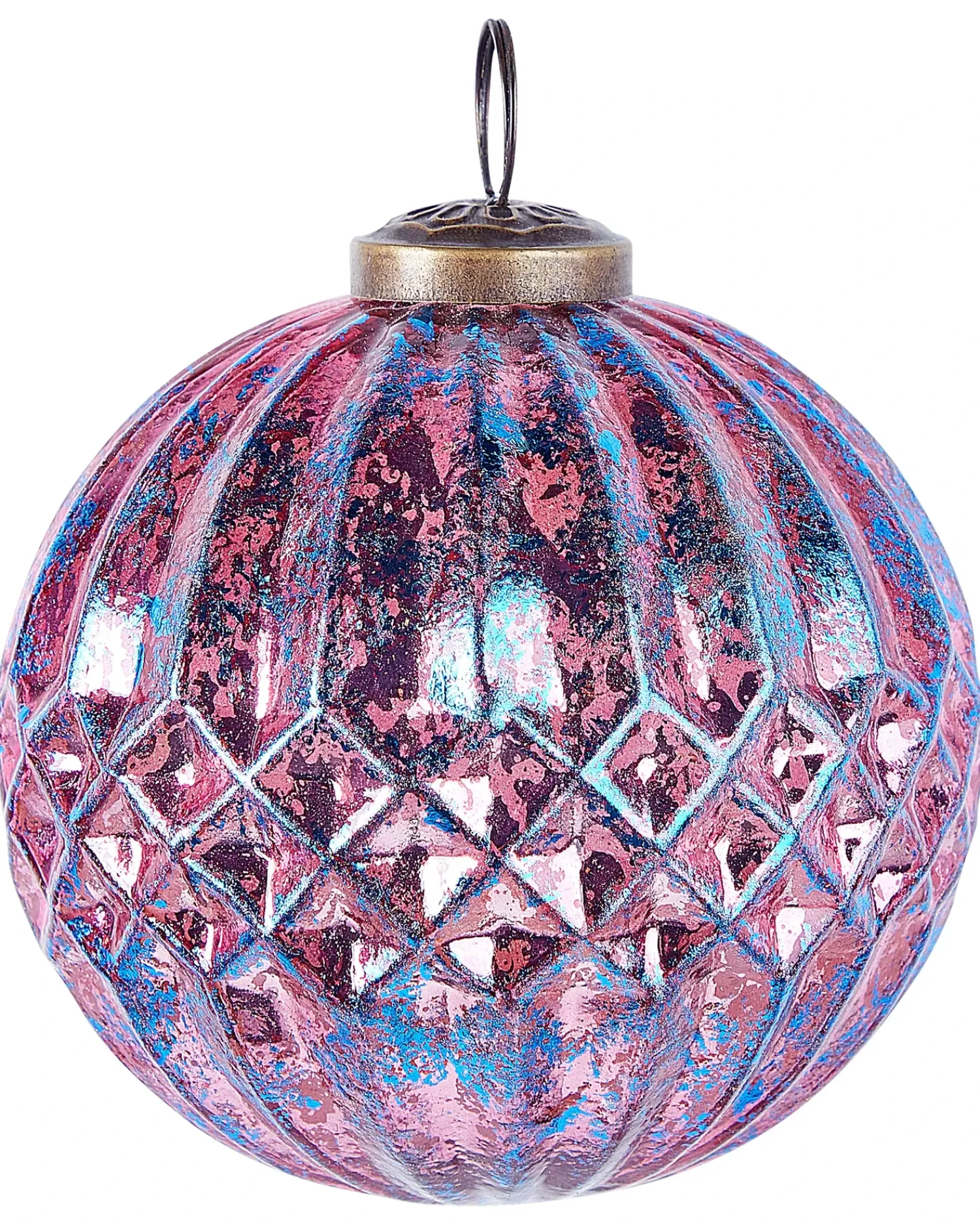 Clearance Beliani Set di 6 palline decorative ASTRAL Vetro Rosa Blu Rosa