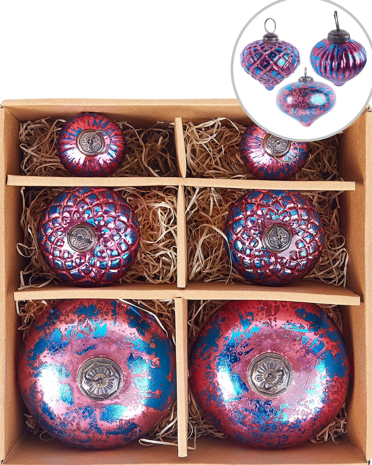 Online Beliani Set di 6 palline decorative ASTRALE Vetro Rosa Blu Rosa